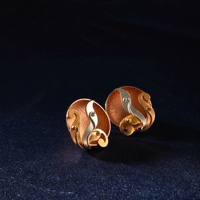 Aesthetic Three Tone Colored Stud Earrings