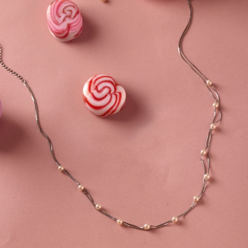 Pearl Play Silver Layered Silver Chain