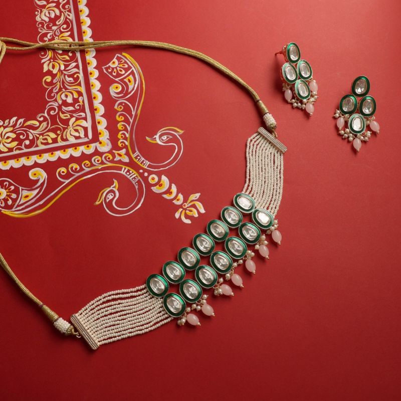 Emerald Vintage Drip Choker Set