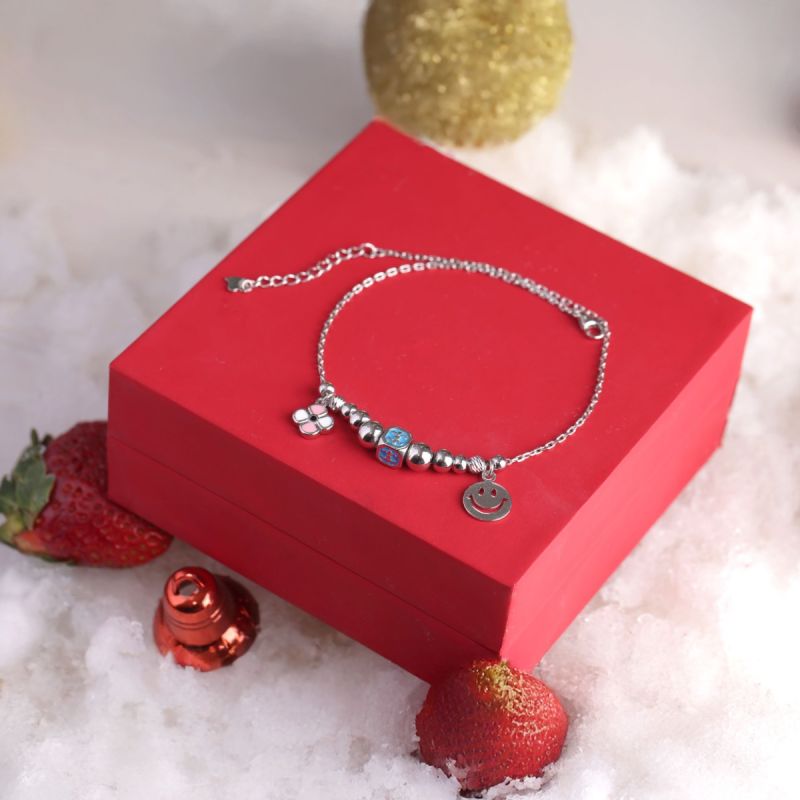Beads & Smiles Silver Anklet