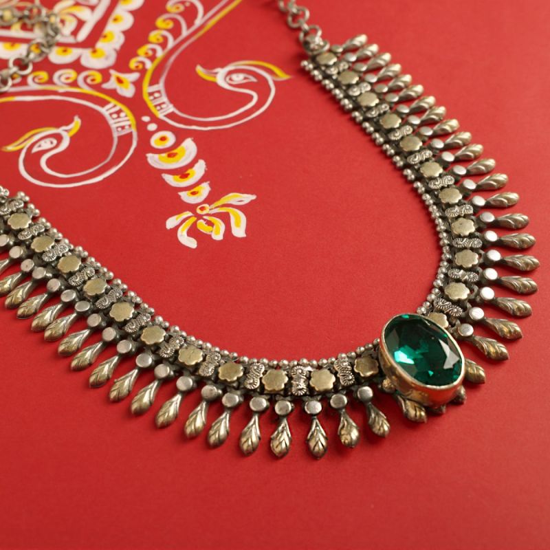 Regal Edge Oxidised Silver Necklace