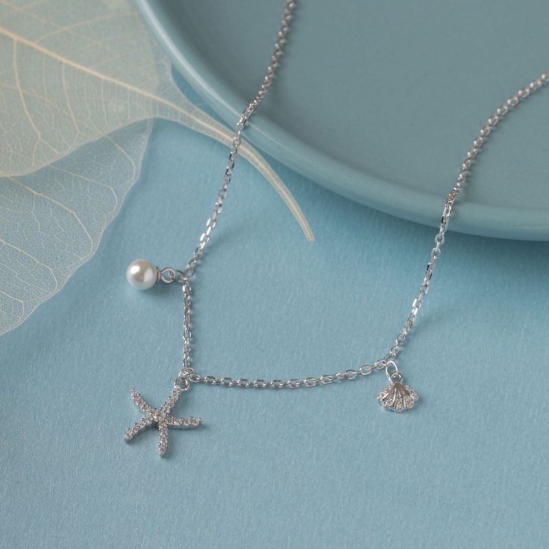 Sea Salt & Pearl Silver Necklace Set