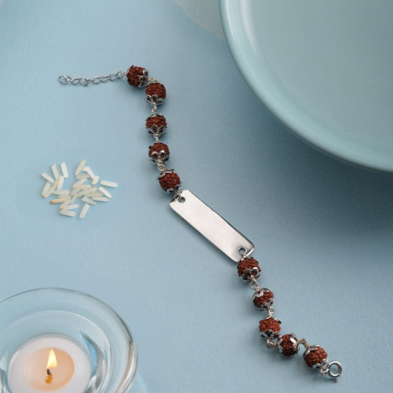 Rudraksha ID Silver Rakhi