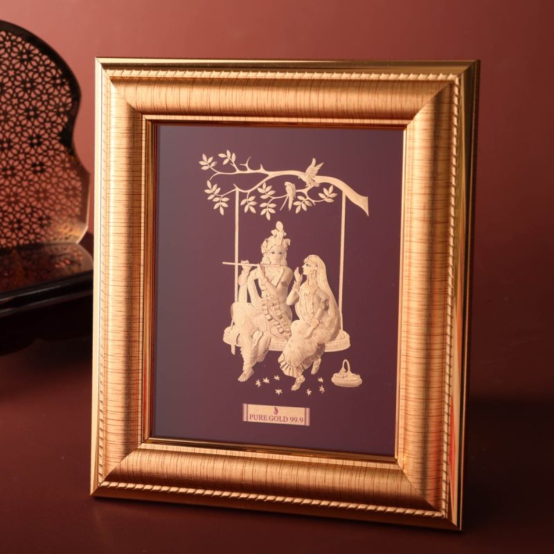 Eternal Melody Radha Krishna Gold Foil Frame
