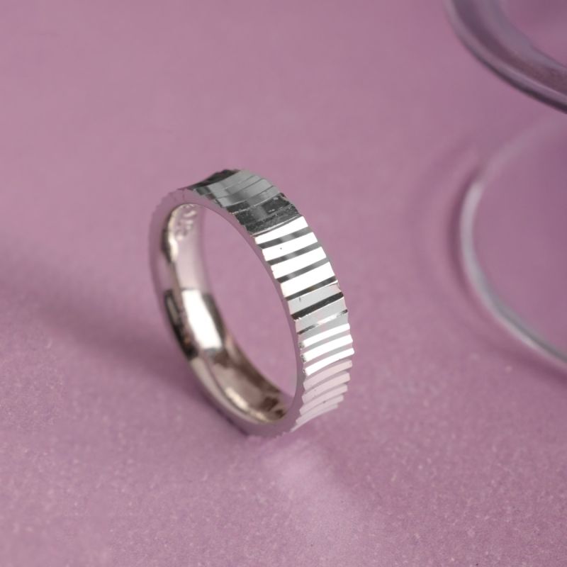 Polished Groove Sterling Silver Band