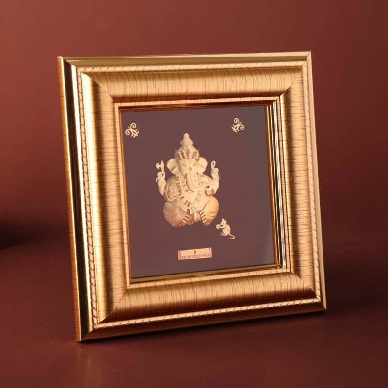 Auspicious Glow Ganesha Gold Foil Frame