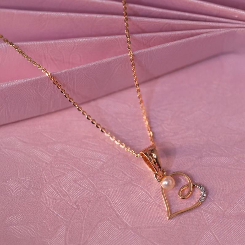 Swirl Heart Pearl Chain Pendant