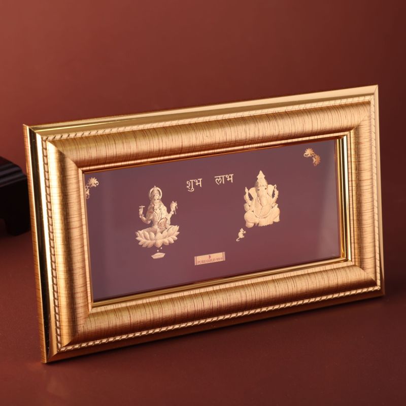 Divine Duo Lakshmi Ganesha Gold Foil Frame