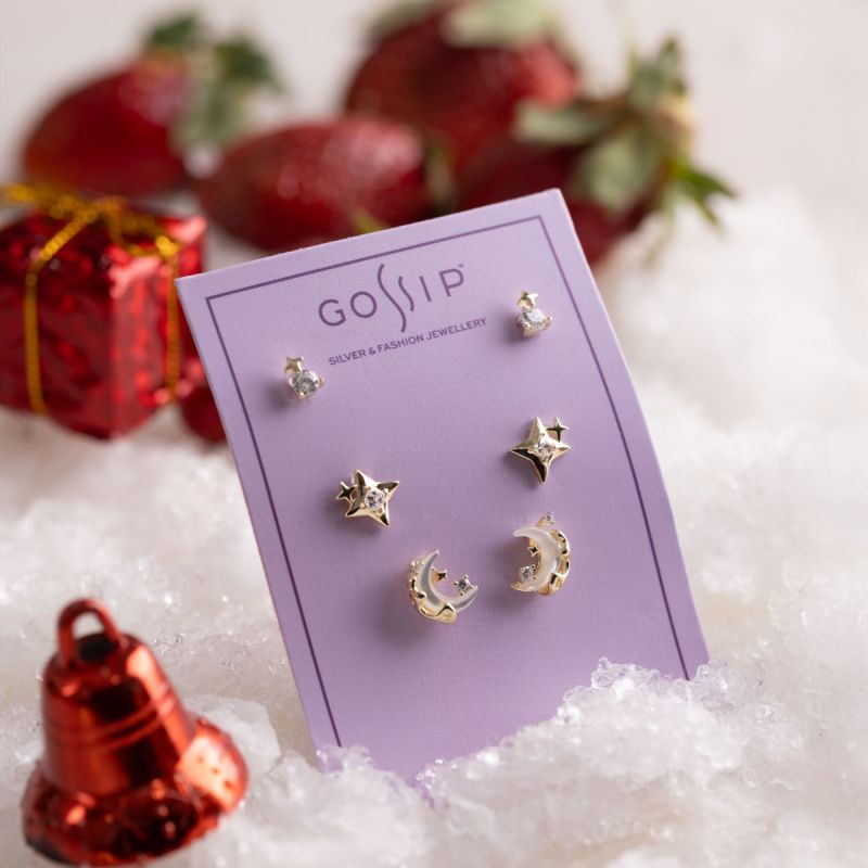 Starry Mix Silver Stack Earrings