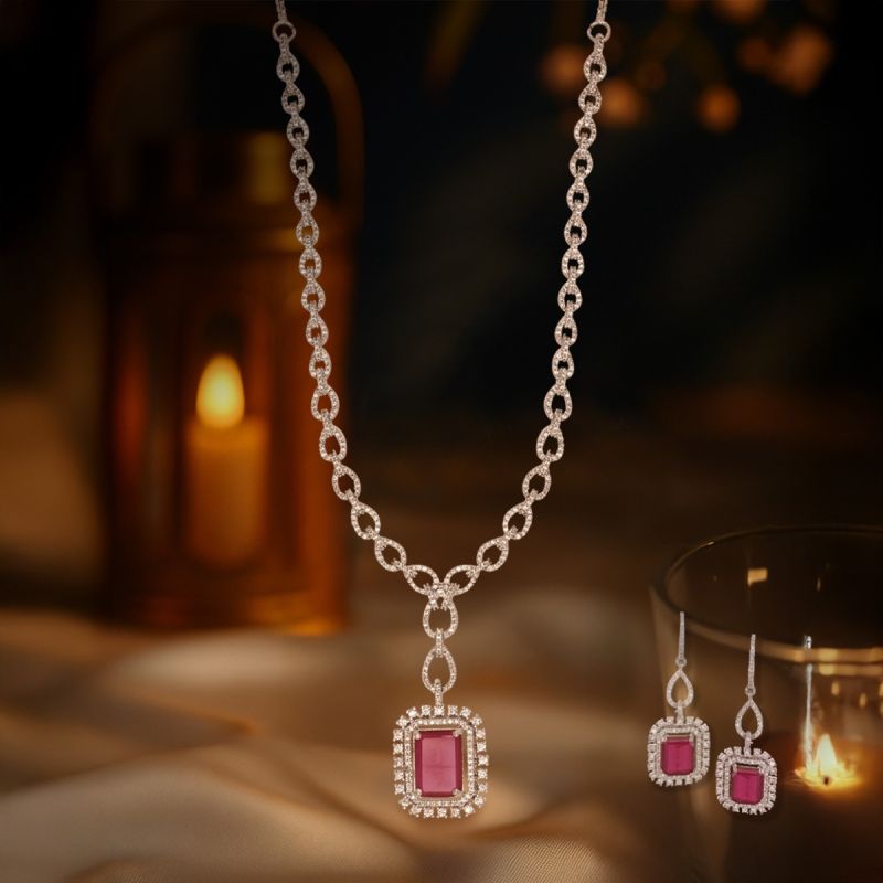Fire & Fuchsia Necklace Set