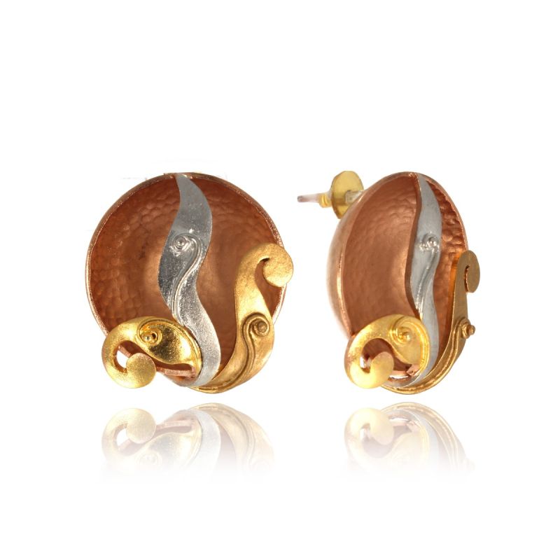 Aesthetic Three Tone Colored Stud Earrings