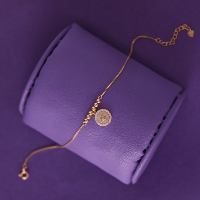 Charming Compass Silver Wristlet