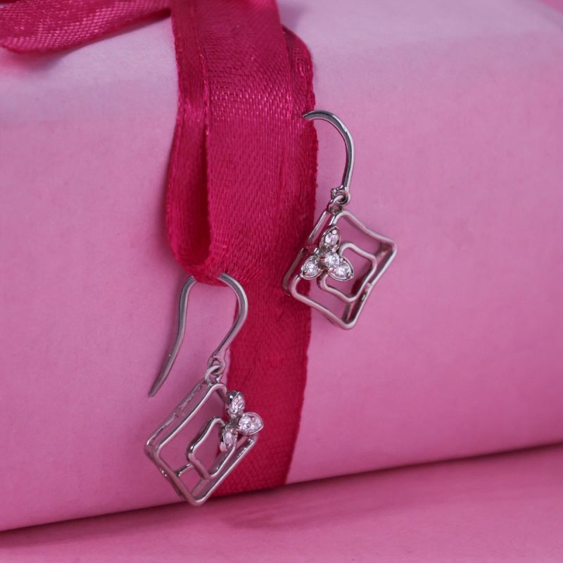 Rhombic Delight Silver Hook Earrings