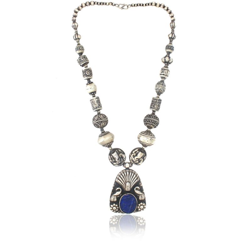 Chic Peacock Duo Silver Necklace