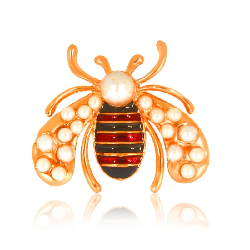 Colorful Honey Bee Silver Brooch