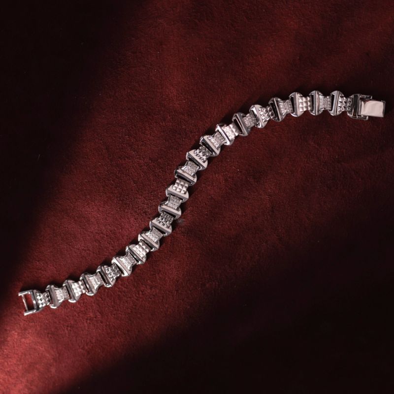 Novelty Patterned Men Silver Bracelet