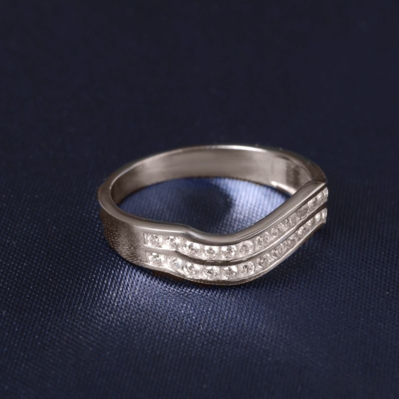 Wavy Bling Men's Silver Ring