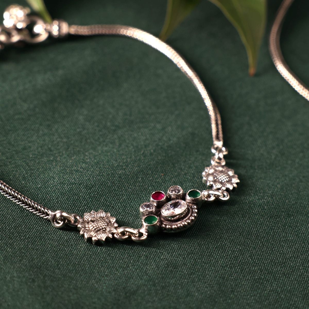 Retro Rani Silver Payal Set