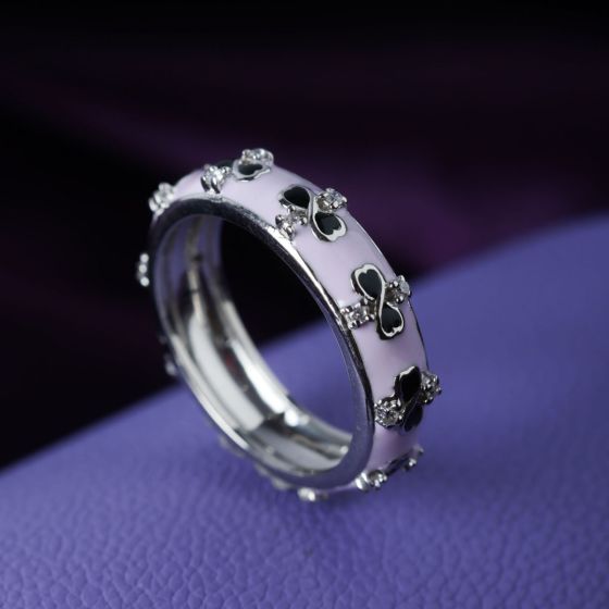 Enameled silver rings