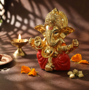 Gold-Plated Ganesha Idol